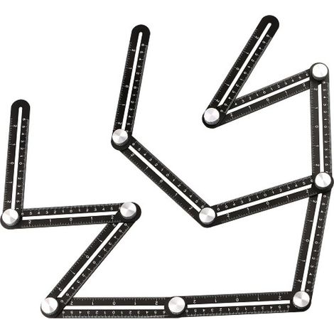 Règle de mesure multi-angle pour carrelage - Outil d'angle noir - Pochoir d'angle en alliage d'aluminium - 12 outils latéraux - Convient pour la menuiserie, les carreaux de céramique (1/4)