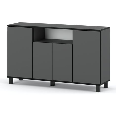 Commode Moderne - 140 cm - Gris Mat - Élégante et Pratique - Avec Tiroirs Spacieux (1/5)