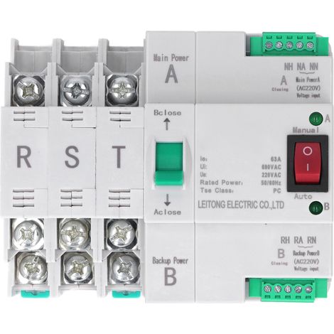 Interrupteur de transfert automatique biphasé 3P AC400V 63A, rail DIN, contrôleur pour usine et ferme (1/5)