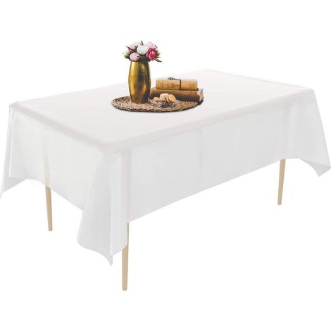 Tablecloth Plastique - 137 x 274 cm - Rectangulaire - Imperméable - Pour Jardin, Événements, Mariages ou Usage Domestique - Lot de 6 (1/5)
