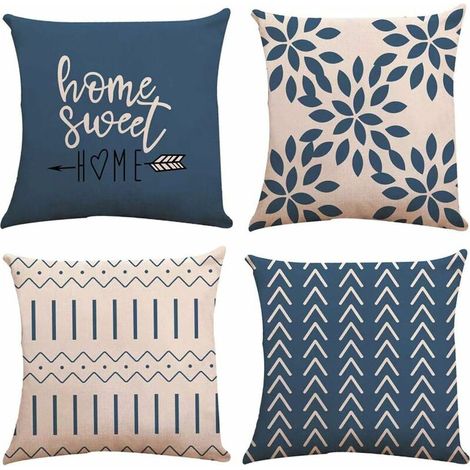 Set of 4 Decorative Sofa Cushion Cover Sofa Decoration Pillowcase Outdoor Linen Cushion Covers Decorative Cushion Cover for Bedroom, Sofa, Chair, Bed, Garden 45x45CM C LITZ (1/5)
