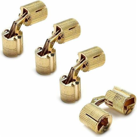 4 cerniere per scatole. Cerniere cilindriche. Cerniere a barilotto invisibili a scomparsa in ottone per scatole portagioie fai da te, fatte a mano, colore oro (dimensioni: 10 mm) (1/5)