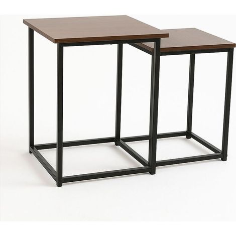Mesas Auxiliares - Set 2 Mesas Centro Ceu 40 x 34 cm - Marrón