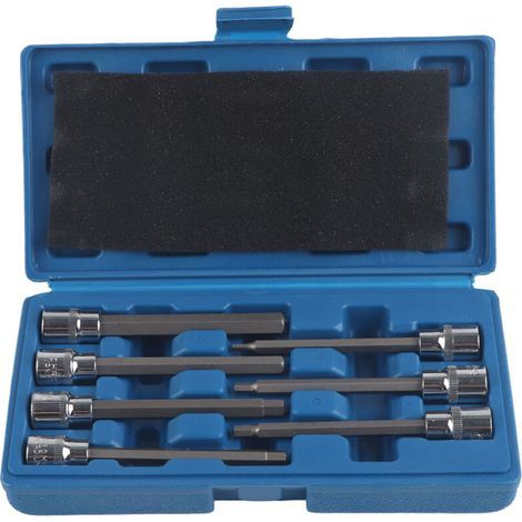 Extra Long Hex Socket Set, 7 Pieces, Drive Repair Tool Kit 3/4/5/6/7/8/10mm (1/4)