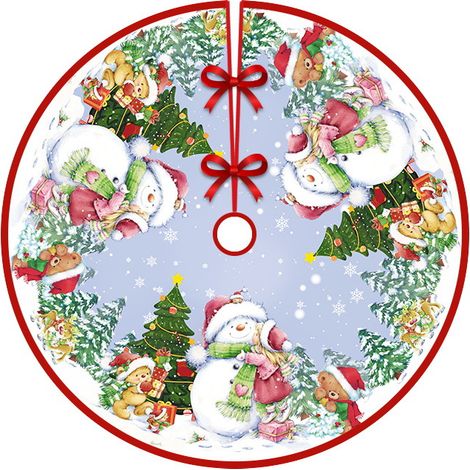 Falda para árbol de Navidad, 120 cm de diámetro, delantales para fondo de árbol de Navidad, decoración para árbol de Navidad, decoración del hogar (Estilo 23) (1/5)