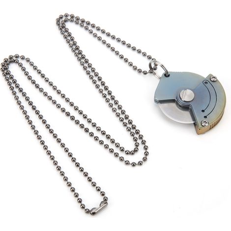 Couteau de poche pliant miniature en acier inoxydable avec manche en alliage de titane, forme de pièce, à suspendre autour du cou, coloré (1/5)