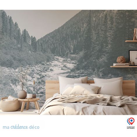 Papier peint : Torrent de montagne - Intissé - L.200 x H.280 cm - Vert émeraude (1/3)