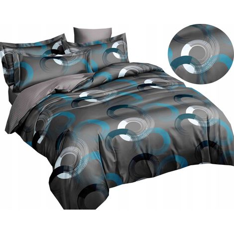 Juego de cama de franela cálida de 160x200 cm + fundas de almohada. Colores: polaco, círculos, antracita. (1/5)