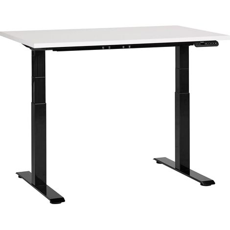 Schreibtisch elektrisch höhenverstellbar DESTINES Weiß / Schwarz 120 cm 72 cm