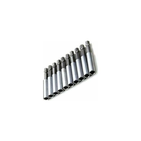 Porte Embout Magnetique Lot de 10 pcs Extension Embout Tournevis 1/4quot Hex Tige Outil Electrique (1/5)