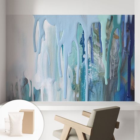 Papier peint décoratif avec colle pour salon, chambre à coucher et bureau – Design moderne et facile à poser Cascades bleues 104x70 cm (1/5)