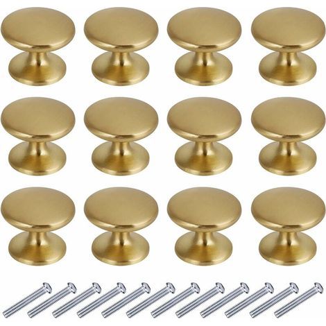 (12 Stück, goldfarben), 27 mm, runde Türknöpfe, Schubladenknöpfe, 27 mm Möbelgriffe für Schrank, Kleiderschrank, Küche (1/5)