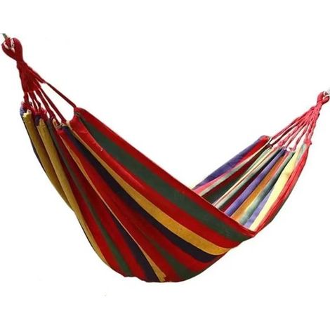 Hamac de camping - Hamac - Hamac 2 places - Hamac d'extérieur - Hamac anti-basculement - Hamac pliable - 200 x 100 cm - Rouge - Toile rouge (1/5)