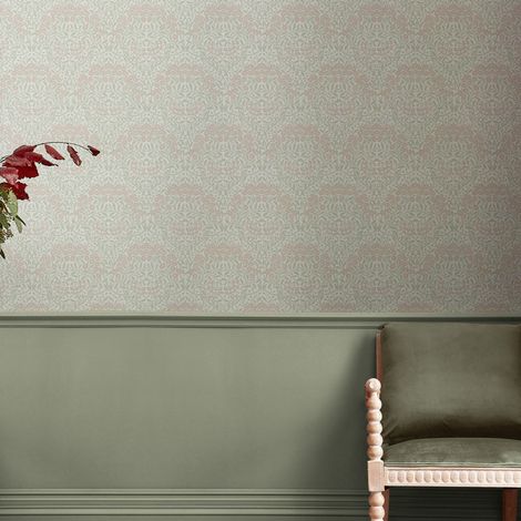 Papier peint William Morris Michaelmas Daisy Peony & Sage 1005 x 52cm Vert clair, corail (1/5)