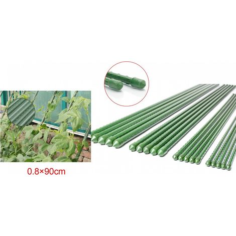 10 Pezzi Supporto Piante Rampicanti Bastone In Acciaio Plastificato Verde 0,8X90cm (1/3)