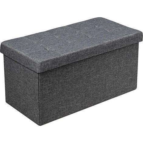 Rangement gain de place, pouf coffre pliable 31,5 pouces avec siège rembourré et bac suspendu, salon chambre (1/5)
