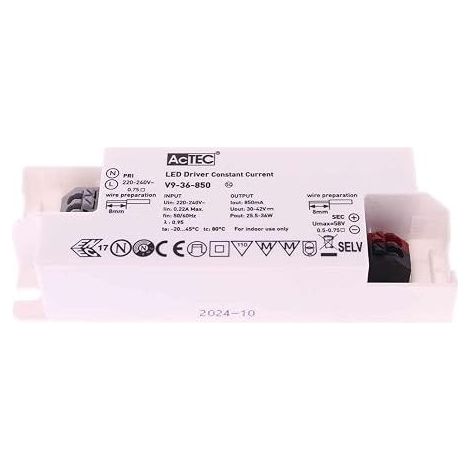 DC LED Driver, Constant Current 850 mA, 30 V-42 VDC, for LED Power Supply, Max 36 W (1/3)