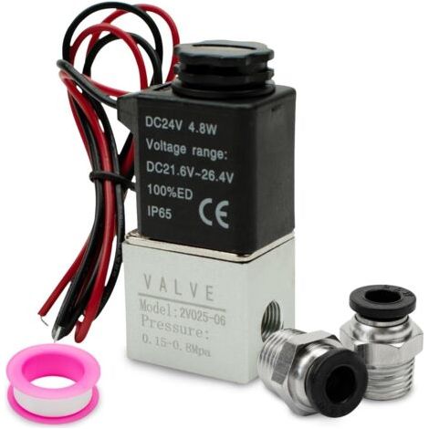 1 électrovanne électropneumatique,2 voies 2 positions,bsp 1/8,dc 24v,0.15-0.8mpa,système pneumatique (1/5)