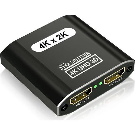 Splitter HDMI 2 Sorties - Aluminium Splitter HDMI 4K 1 Entrée 2 Sorties Affichage Simultané. pour Xbox PS3 PS4 Lecteur Roku Blu-Ray HDTV Apple TV et Plus Appareil (1/5)