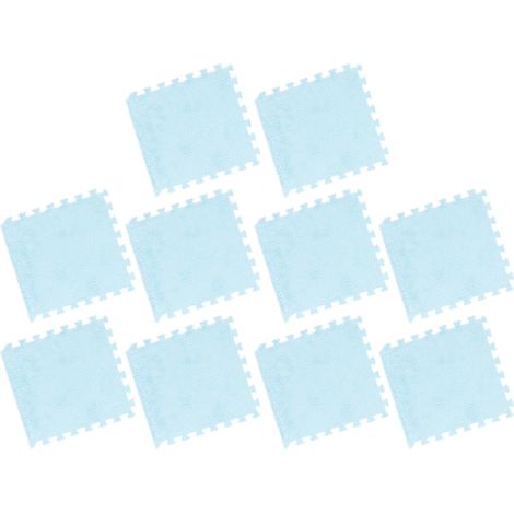 Tapis en Mousse Emboîtable en Peluche, 10 Pièces, Doux, Antidérapant, Puzzle, Carreaux de Tapis pour Chambre à Coucher (Bleu Clair) (1/5)