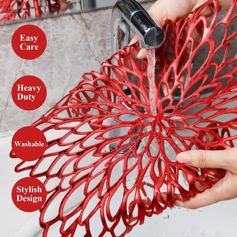 sets de table rouges à fleurs découpées avec lot de 6 (1/4)