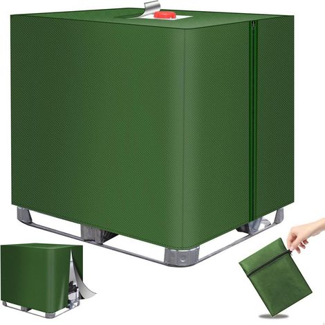 IBC Tank Abdeckung 1000L Grün 420D Oxford mit Reißverschluss und Klettverschluss (1/5)