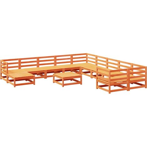 Maison Exclusive - Set Divani da Giardino 12pz Marrone Cera Legno Massello di Pino (1/5)