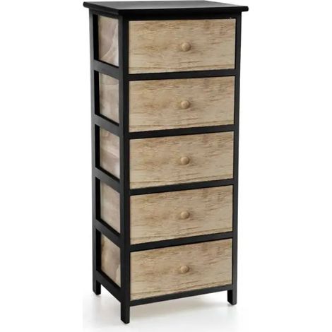 Cómoda de madera decorada 40 x 29 x 90 cm con 5 cassetti