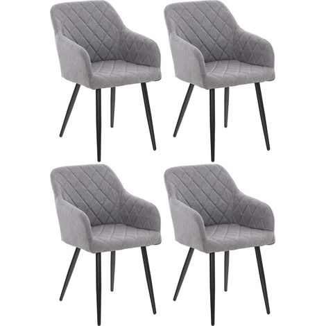 4er Set Esszimmerstuhl Shila grau Stoff