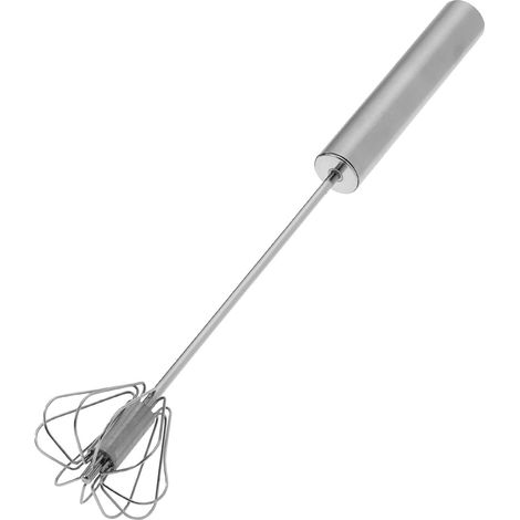 1 Fouet à main, mécanisme de rotation, acier inoxydable, préparation crème, cuisine (1/5)