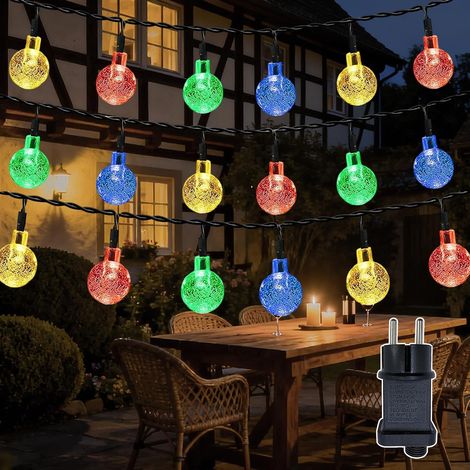 Guirlande Lumineuse Extérieure Cristaux Boules 20m 200 LED Globe Guirlande Lumineuse Intérieure 8 Modes Étanche IP44 Guirlande Lumineuse Électrique avec Minuteur pour Chambre Jardin Balcon (1/5)