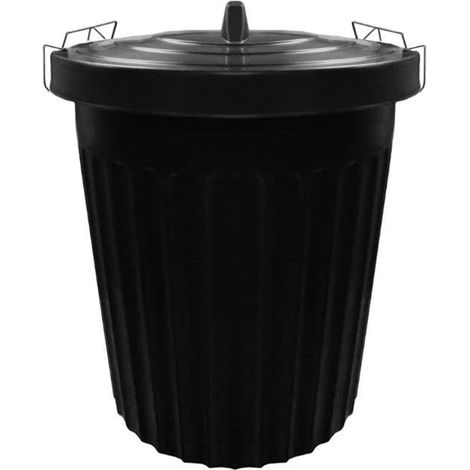 1 x 100L Black Home Kitchen Outdoor Animal Feed Dustbin With Strong Metal Clip Lid