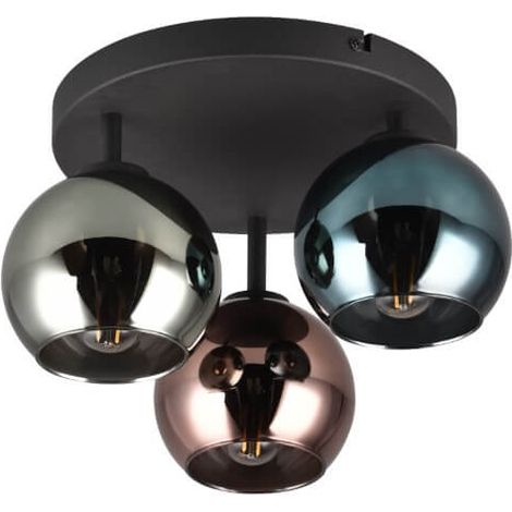 Plafonnier design Sheldon noir avec verre fumé - R61303017 (1/3)