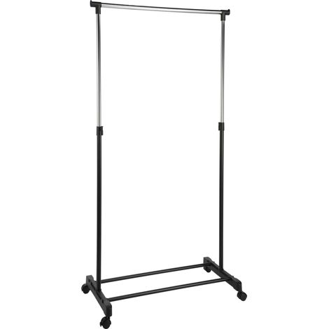 HI Garderobenständer 80x43x90-160cm mit 4 Rollen