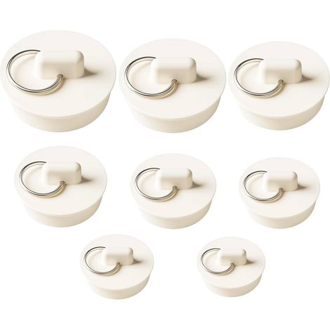 Sink Plugs, Bath Plug Replacement, Universal Bath Plug, Set of 8, Durable Rubber Design, Fits Most Sink and Bathtub Drains, Easy to Install and Remove (1/5)
