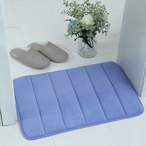 Tapis d'entrée rayé en polaire douce, tapis de porte de salle de bain 40 x 60 cm (1/4)