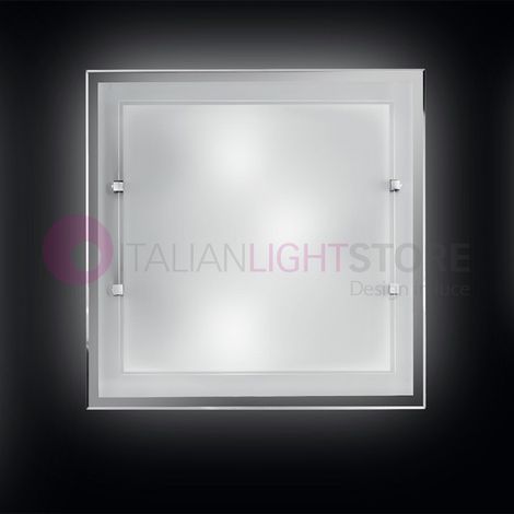 Plafoniera in vetro bianco 40x40 cm, 3xE27 Max 40W, design moderno ed elegante per illuminazione d'interni, finitura minimalista - Perenz (1/4)