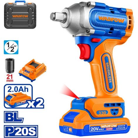 Llave de impacto a batería WADFOW 20 V par 330 Nm impulsor 1/2 (1/4)