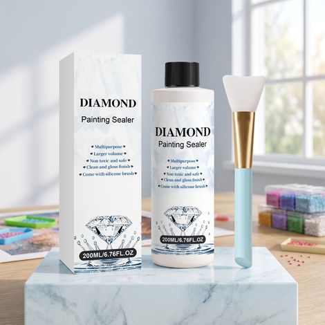 Vernis de finition pour peinture diamant DIY - Finition brillante et mate, agent de protection, anti-taches et anti-poussière - 200 ml + pinceau en silicone 1 -- AKRACING (1/5)