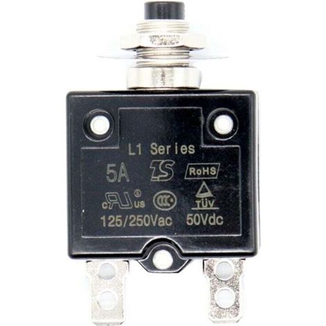 Disjoncteur Thermique Réarmable 5A 12V 24V Bouton-Poussoir Avec Bouchon Étanche Pour Panneau