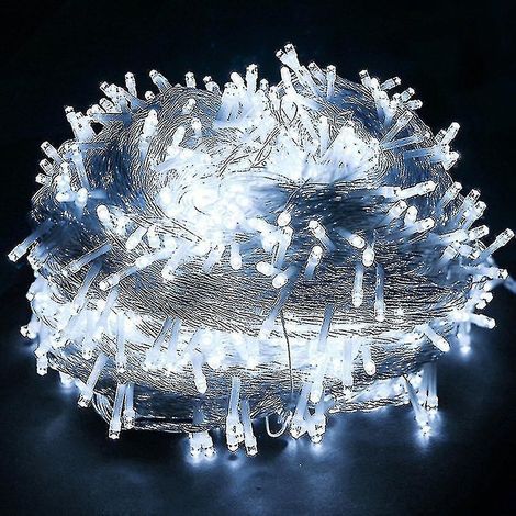Guirlande lumineuse LED blanche pour sapin de Noël extérieur, disponible en 50 m, 100 m, 200 m, 300 m et 500 m.