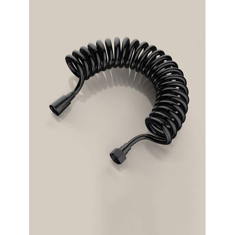 Tuyau bidet 2 m Flexible de Douche télescopique ABS Ressort de Remplacement Tuyau de Douche pour Salle de Bains Pommeau de Douche à Main noir (1/5)