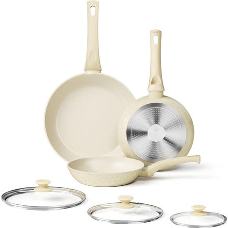 3tlg Innerwell Granit-Pfannenset 20/24/28cm Antihaft Pfanne Induktion Deckel (1/5)
