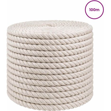 vidaXL Jute Rope 100 m 14 White 100% Tossa jute