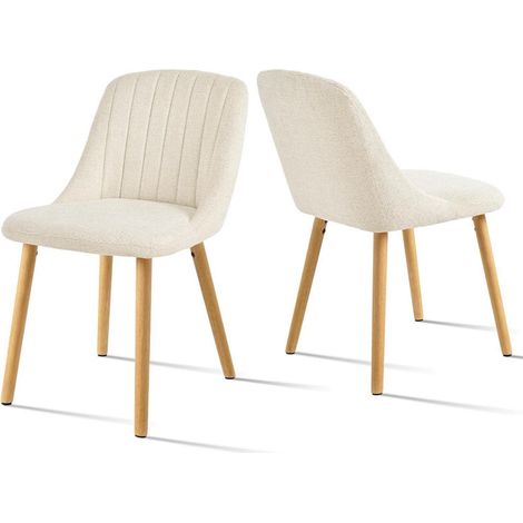 Esszimmerstühle 2er Set Weiß Samt mit Holzbeinen, Polsterstühle für Küche & Wohnzimmer (1/5)