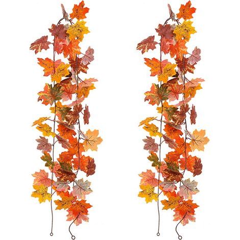 Guirlande Feuilles D'érable Artificielles - 2 Pièces - 200 cm - Pour Décoration Intérieure Extérieure Mariage Halloween Noël (1/5)