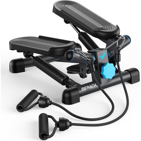 Mini Stepper 2 en 1, Fitness Maison, Silencieux, Écran LCD, avec Bandes de résistance, Max Charge 150 kg, MERACH