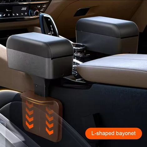 1 color: Black Material: Leather Car multi-functional armrest box mat Automatic retractable storage box (1/5)