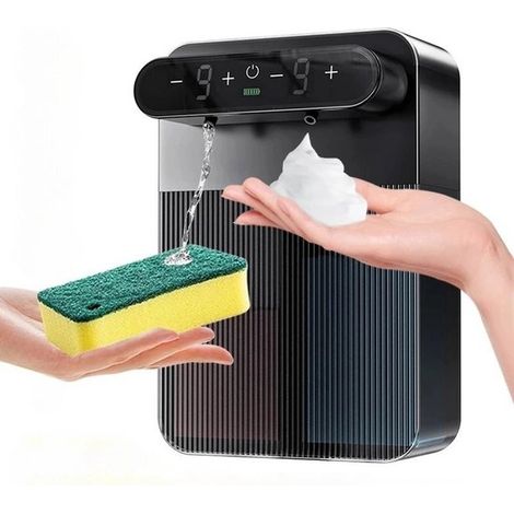 Spülmittelspender – Seifenspender – 3000 mAh – Wandmontage – 2 x 400 ml – IPX6 wasserdicht – Schwarz