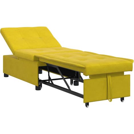 Canapé Sofa-Lit Jaune 194 x 67 x 82 cm Velours (1/5)